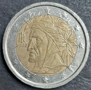 2-Euro-Münze-Italien-2002  Sterne fehlen  (meinWert ca. 25€)